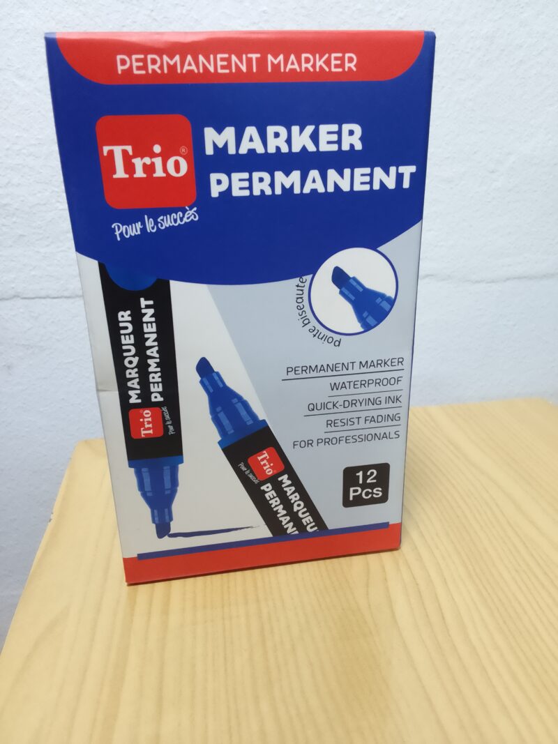 Marqueur permanent Trio - Bleu - Paquet de 12