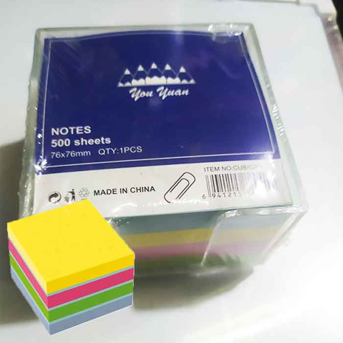 Post it - Notes 76x76 - 500 feuilles - 4 couleurs - Fourniture de