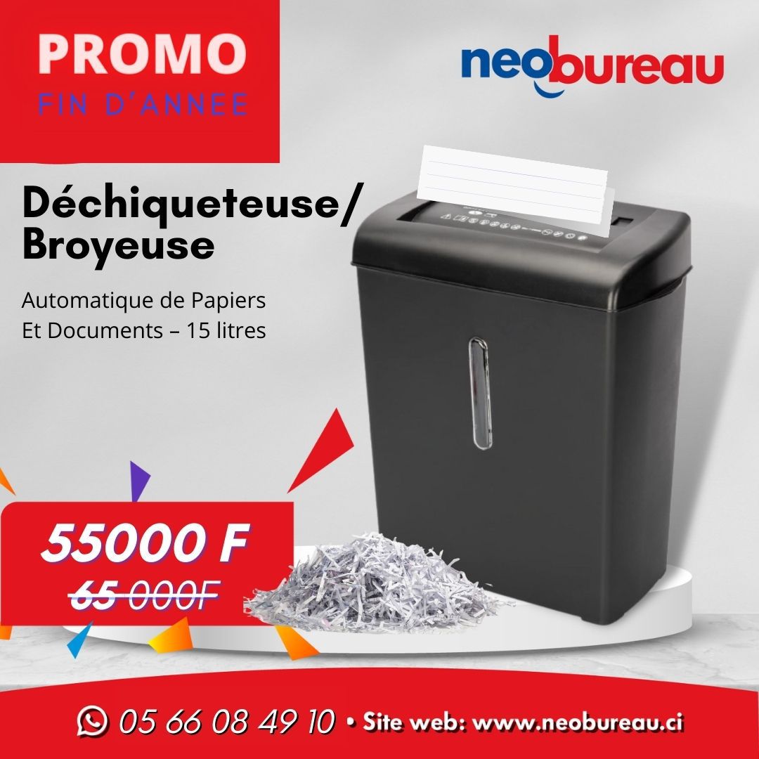 Destructeur / Déchiqueteuse Automatique de Papiers Et Document – 15 litres  - Fourniture de bureau, papeterie, informatique à Abidjan