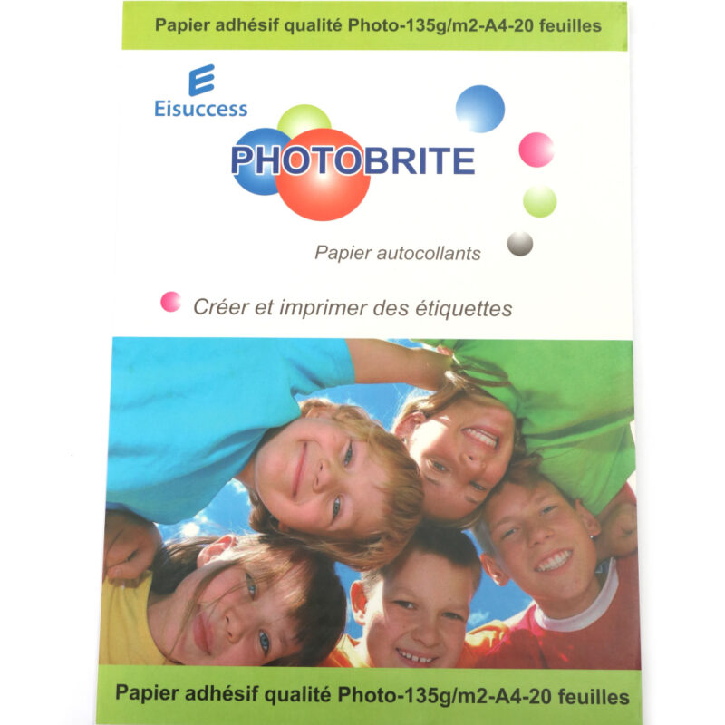 Papier photo autocollant brillant A4 135 g/m² – 20 feuilles
