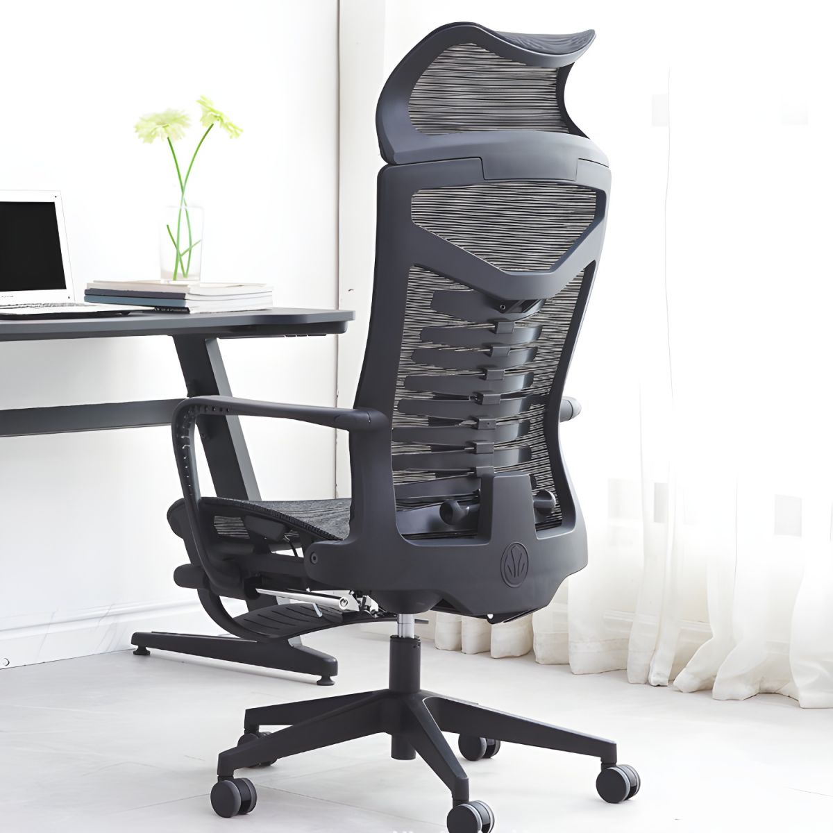 Chaise de bureau ergonomique à dossier haut et réglable – Image 2