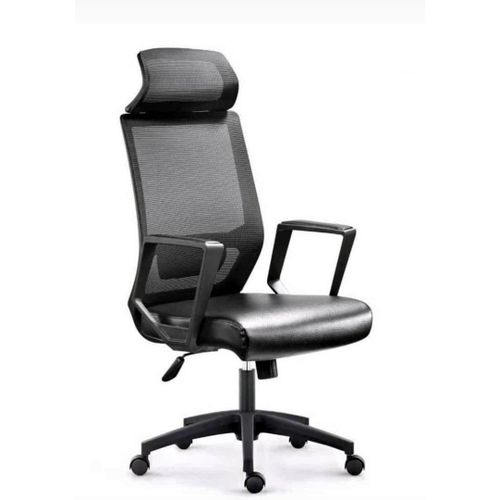 Fauteuil de Bureau Ergonomique à Dossier Filet avec Appui-tête et Assise Rembourrée – Noir