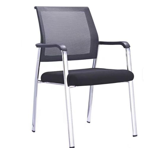 Fauteuil Visiteur de Bureau Noir avec Dossier en Filet – Image 2