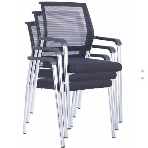 Fauteuil Visiteur de Bureau Noir avec Dossier en Filet – Image 3