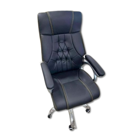 Fauteuil de Direction Royal Haut Dossier en Simili Cuir Noir – Image 3