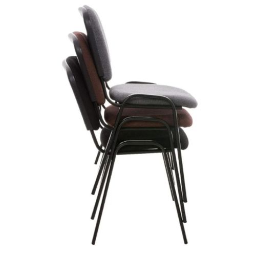 Chaise Visiteur Empilable avec Assise Rembourrée et Pieds en Métal Robuste – Image 3