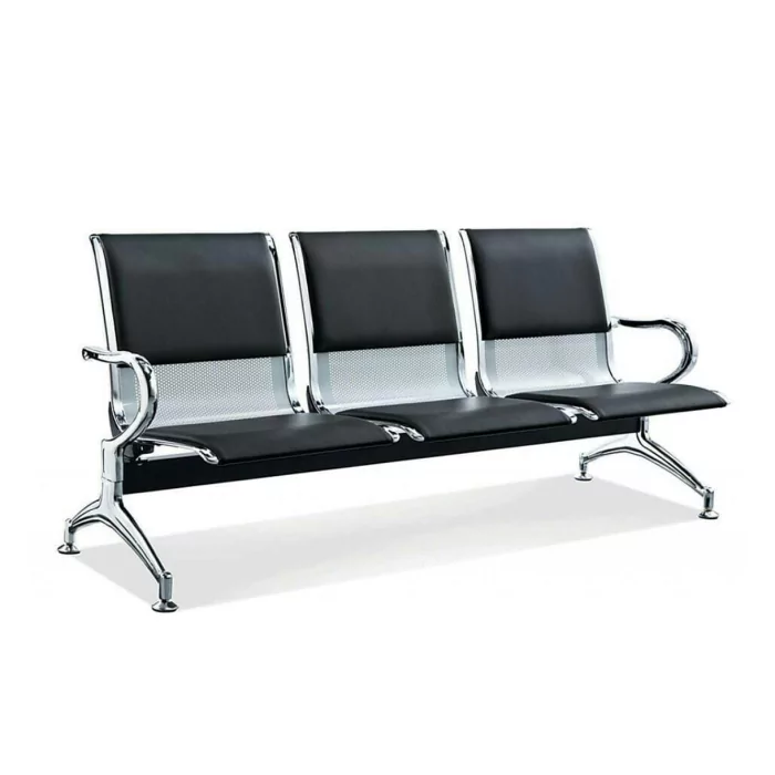 Banquette d'Attente 3 Places en Acier Inoxydable avec Mousse – Image 2