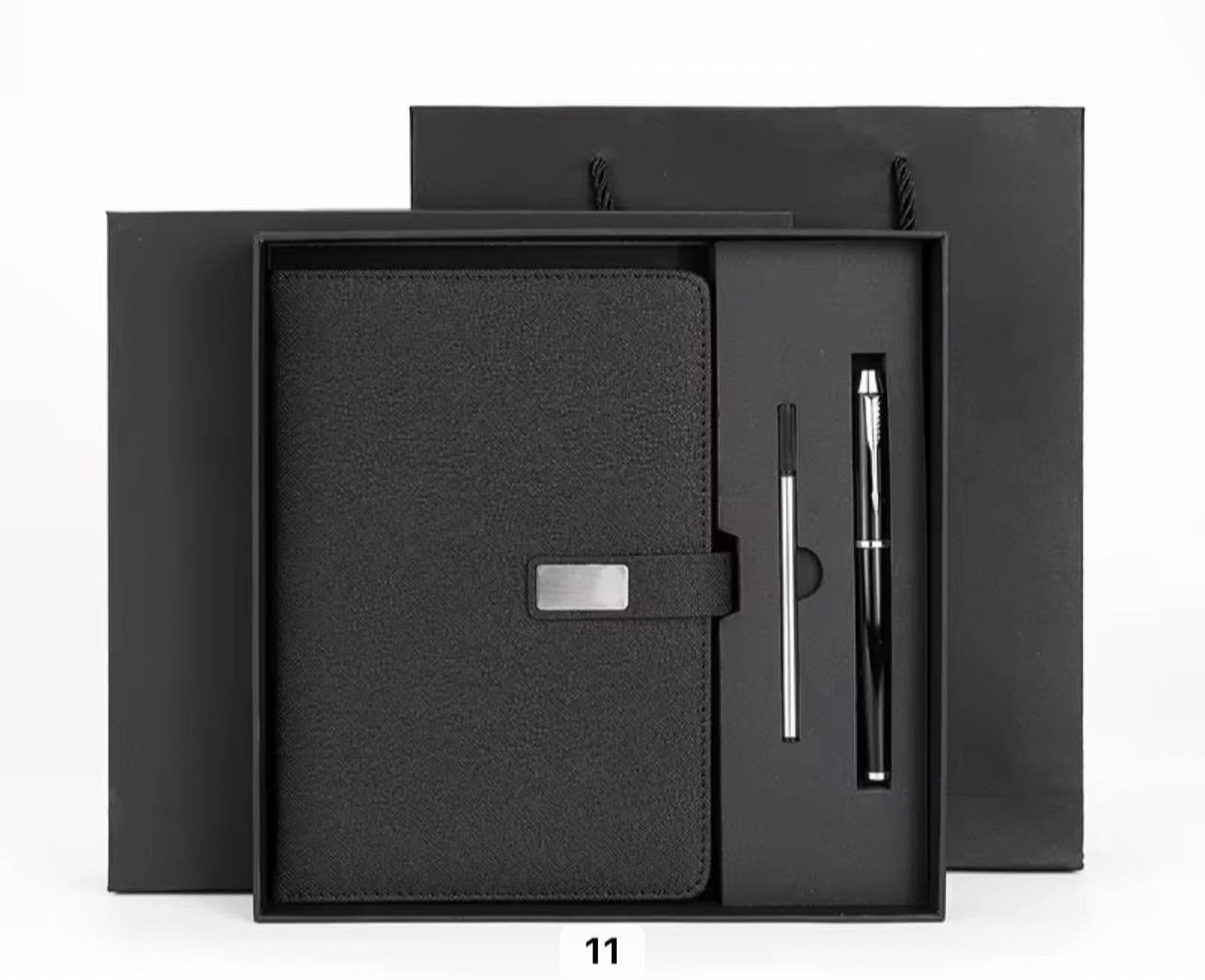 Bloc-notes avec Stylo Assorti en Cuir – Coffret Cadeau – Noir
