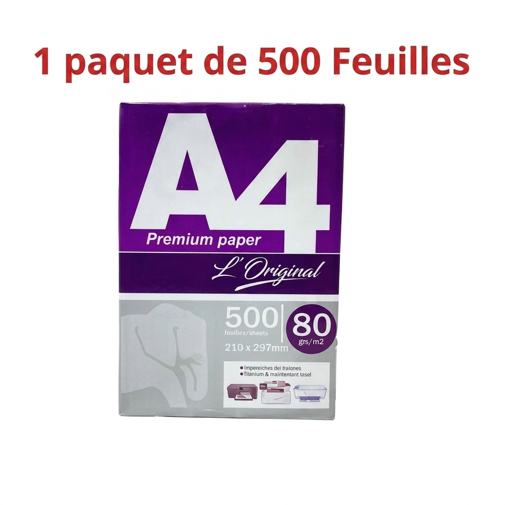 Papier Rame A4 80g – 1 Paquet de Papier Blanc